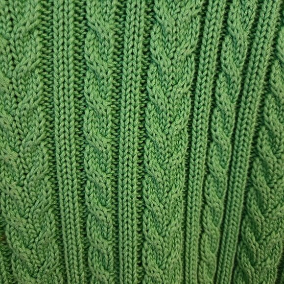 Liz Claiborne Collection Vintage Spring Green CableKnit Cotton Sweater Size M - Picture 4 of 6